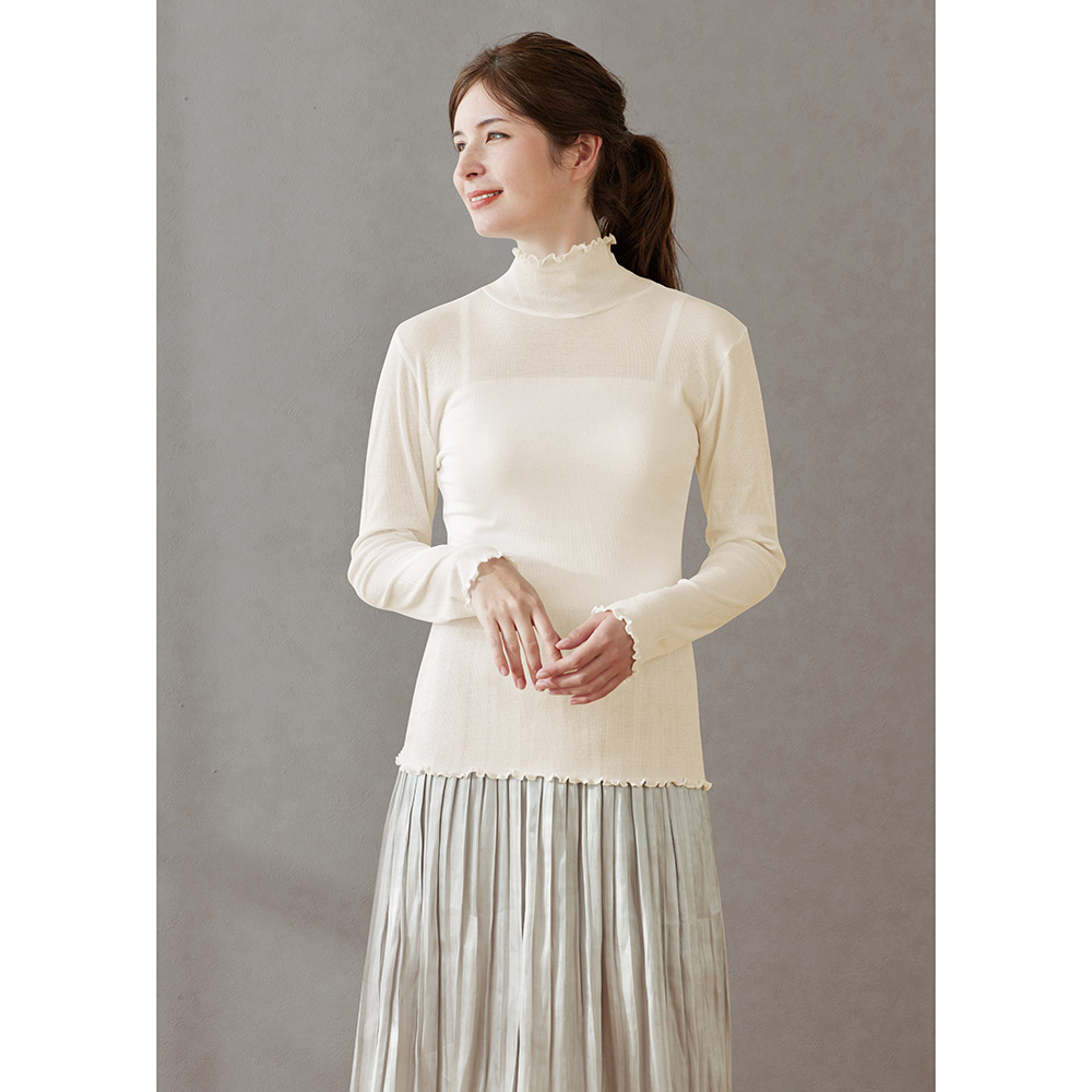 シアーリブ ハイネック 長袖インナー 2色組 機能性ウェア インナー 雑貨 YA2709