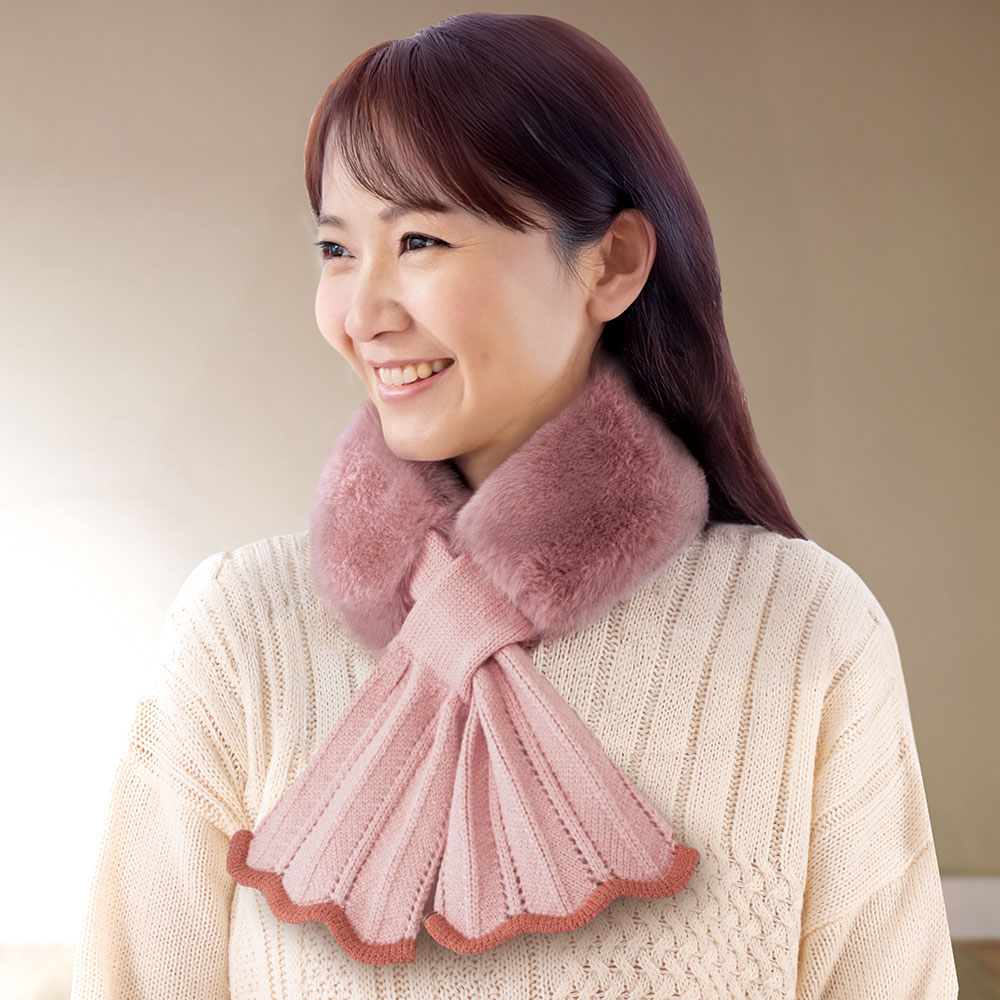 ミュベール　MUVEIL　新品　フリル　ニット　マフラー　ベージュ THEATRE PRODUCTS（シアタープロダクツ） マフラー ストール モヘア