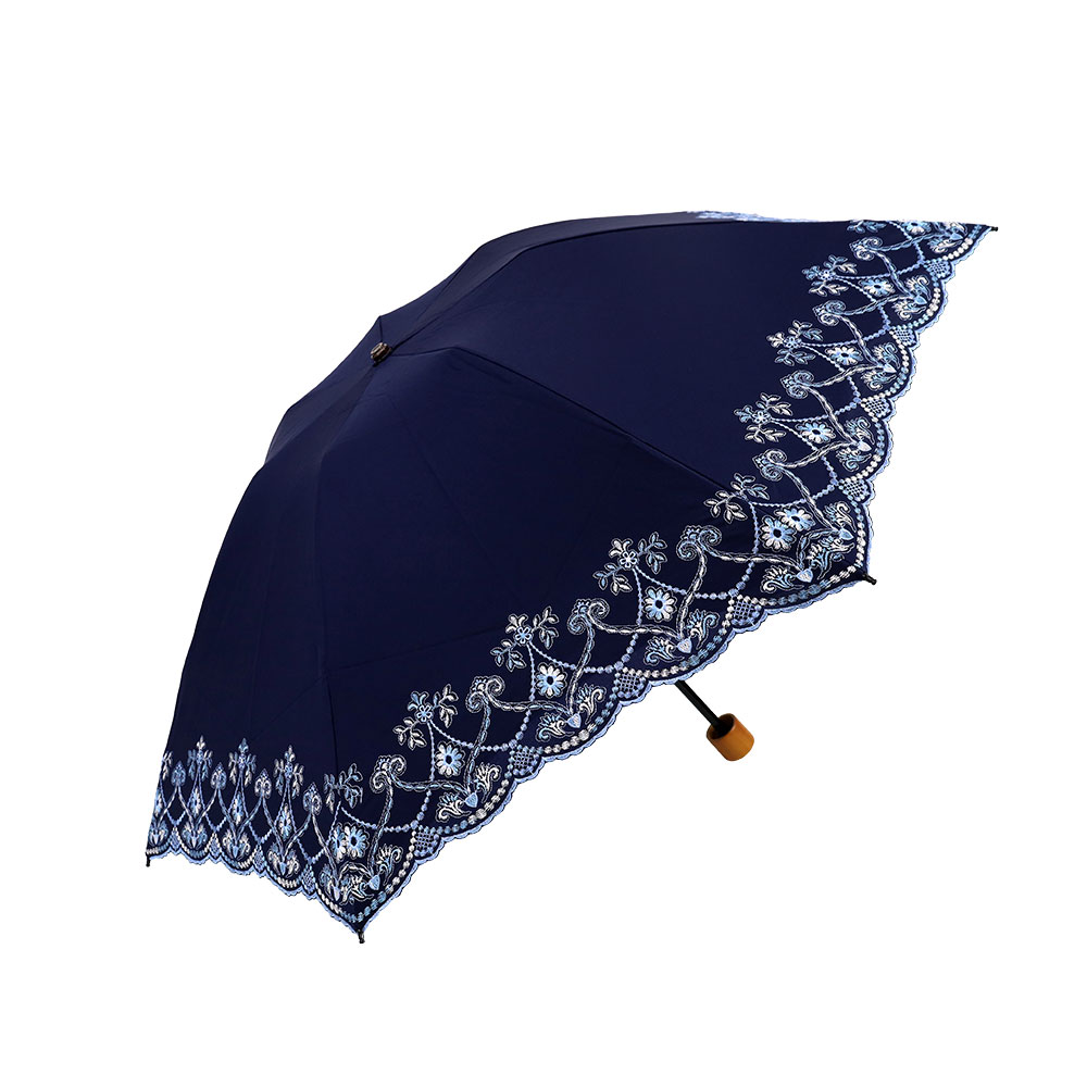 マーブル刺繍日傘 雨傘 折りたたみ傘 傘 レイングッズ YA3906