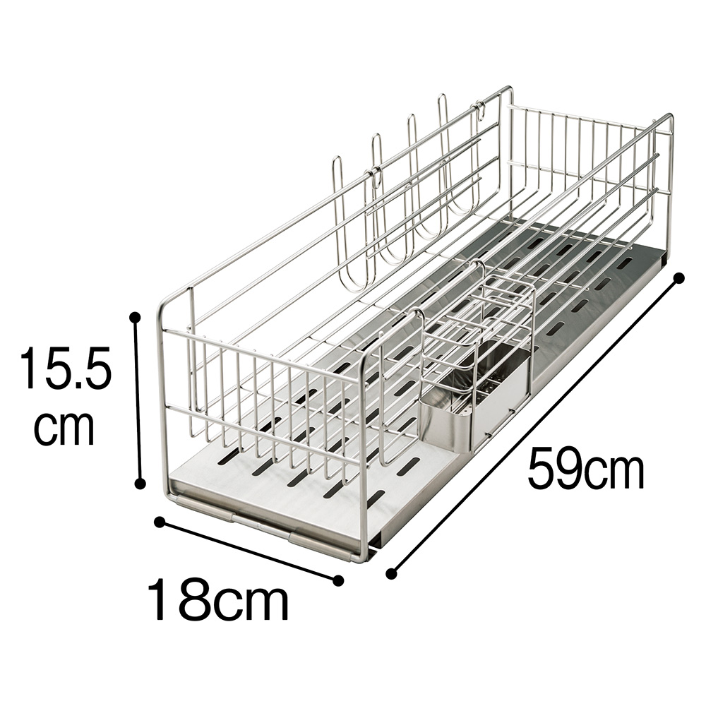 水切りかご ラック キッチン収納 水切り 収納が2倍になるトレー付き水切り　水切り＋トレー幅18cmセット WW1687