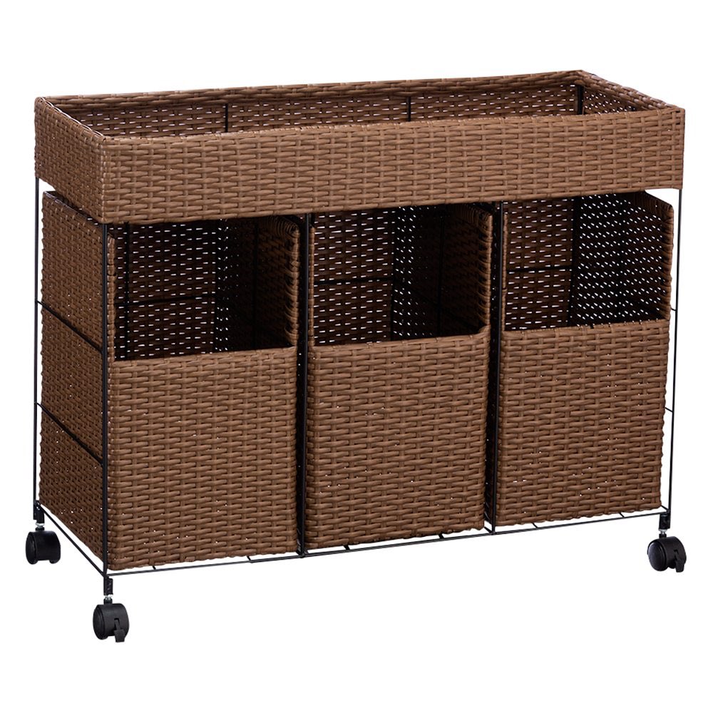 ラタン風分別ランドリーバスケット 3分別 ランドリー 洗濯かご トイレ 洗面所 ランドリー収納 KR0129