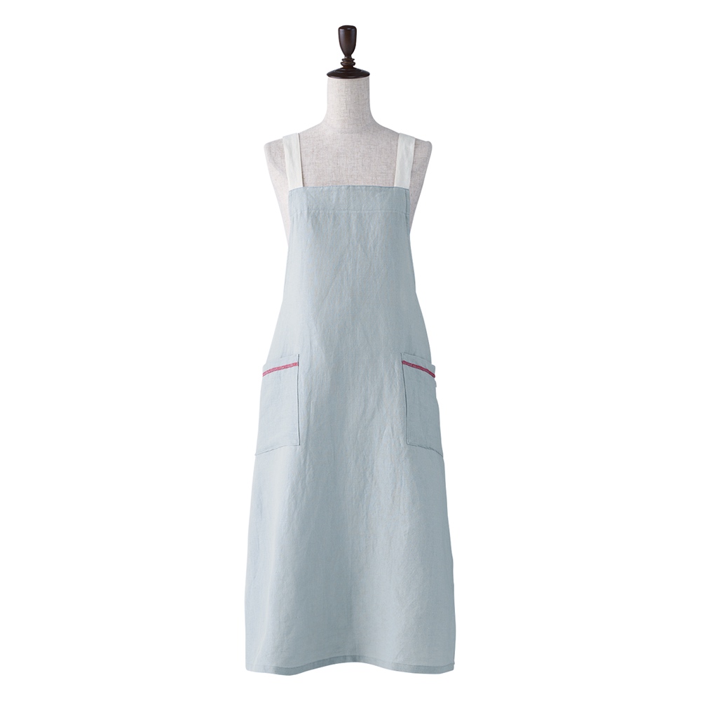 麻混素材 遠州洗いの柔らかエプロン エプロン 割烹着 KR0241