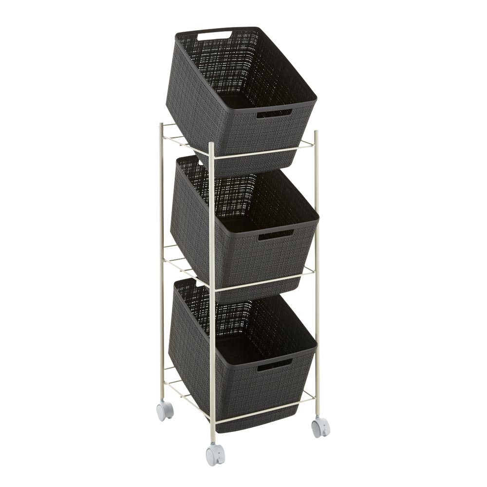 CURVER JUTE/カーバージュート バスケット ワゴン バスケット3個 ランドリー 洗濯かご トイレ 洗面所 ランドリー収納 KR0524