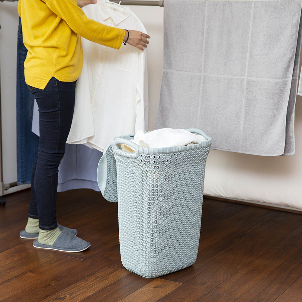 CURVER/カーバー ニット調ランドリーバスケット フタ付き縦型 ランドリー 洗濯かご トイレ 洗面所 ランドリー収納 KR1055
