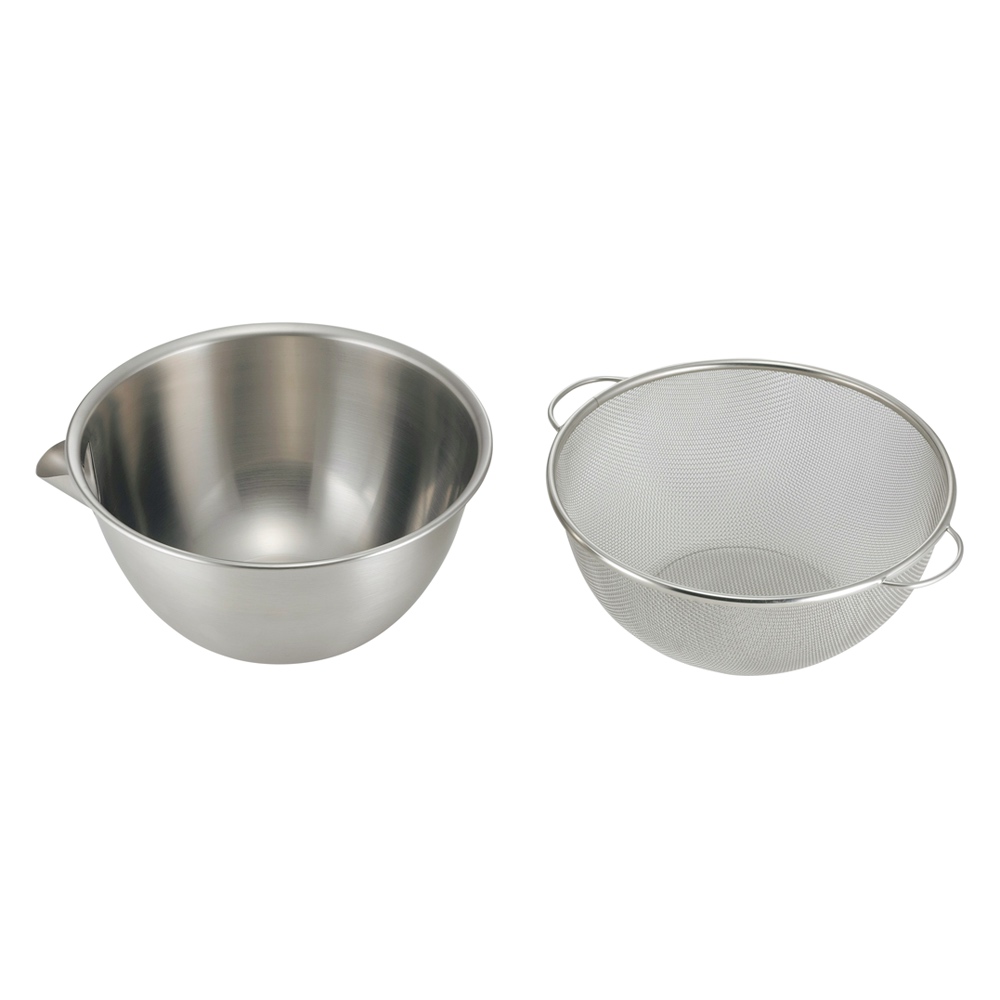 ≪径15cm 容量680mL≫ 家事問屋 横口ボウルざる2点セット キッチンツール KR1115
