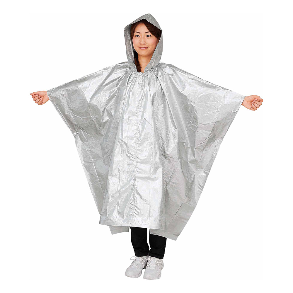 防寒フード付きブランケット/アルミ素材使用|ポンチョ型 収納ポーチ付き 日用品 便利グッズ 生活雑貨 KR0072