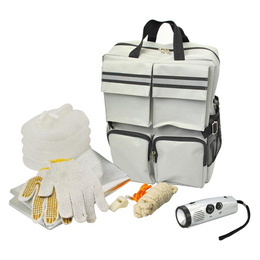 3WAY防災バッグ ダブルセットポケットラジオライト付 耐震グッズ 防災用品 防犯用品 KR0126