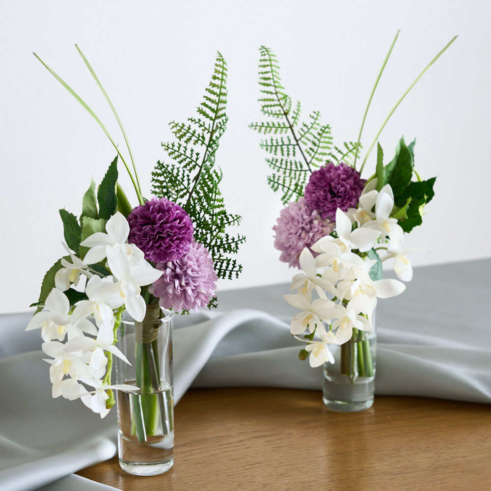 オーキッド&マム 供花 マジックウォーター(2個セット) アートフラワー 造花 インテリアグリーン KR0154