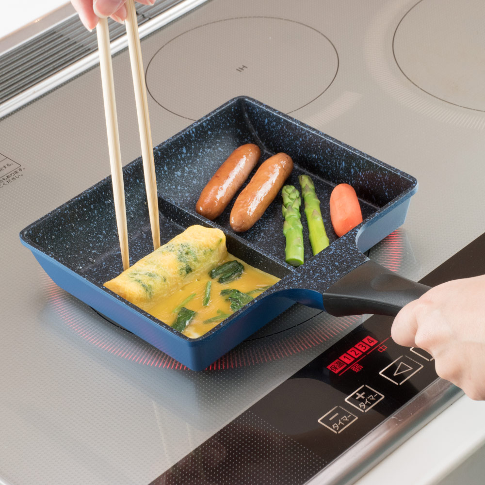 2品同時に調理ができる弁当に便利な IH対応仕切り付きフライパン フライパン 鍋 KR0284