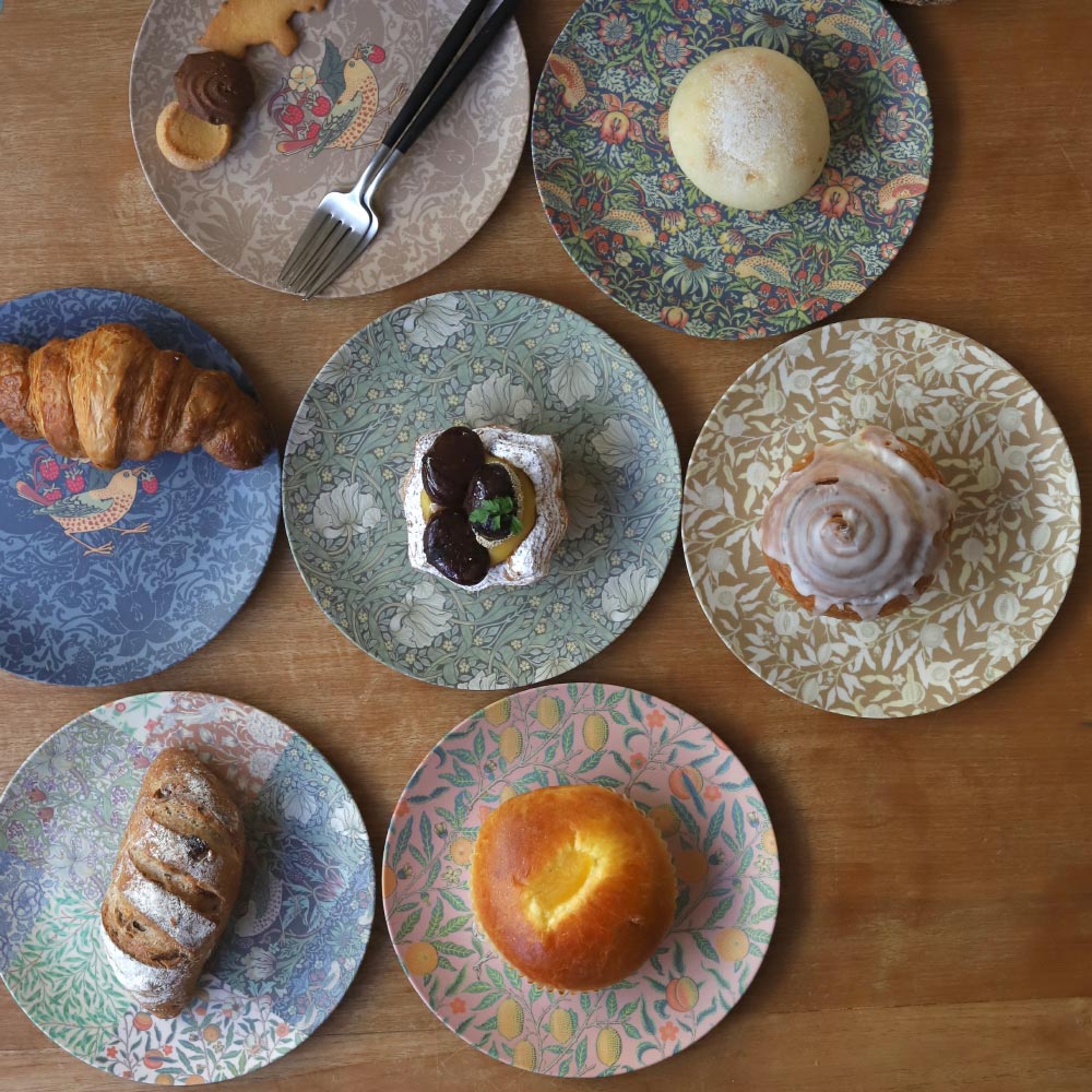 ウィリアム・モリス柄 割れにくい竹繊維のお皿2枚セット  竹ファイバー 平皿 長皿 ワンプレート 食器 カトラリー グラス KR0328