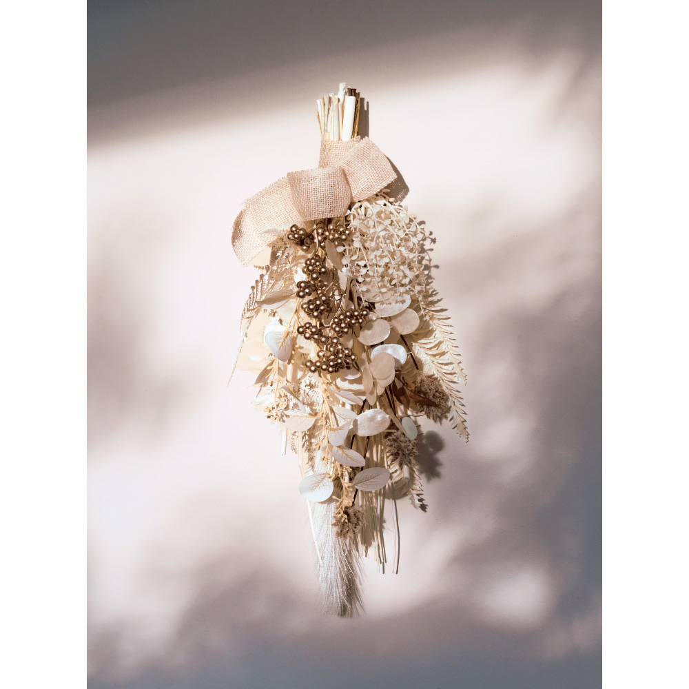 ナチュラルホワイトのスワッグ フェイク インテリアグリーン 人工観葉植物 造花 KR0596