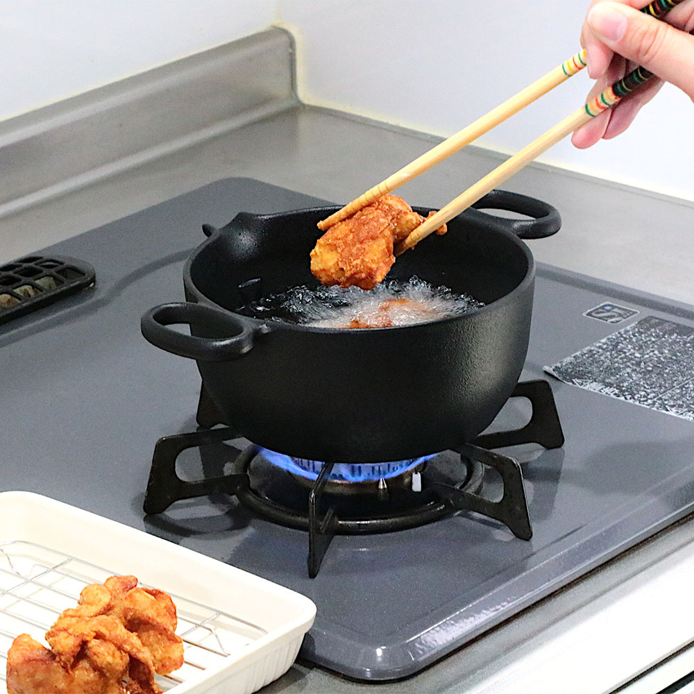 IHでも使える コンパクトな南部鉄器の17cmの揚げ鍋 天ぷら鍋 鍋 フライパン KR0796
