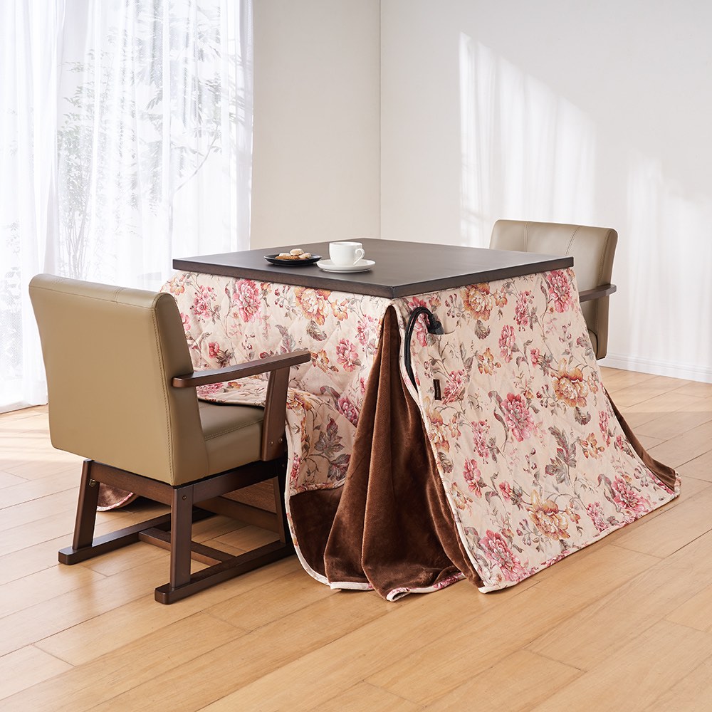 ジャカード織ハイタイプこたつ掛布団 花柄 225×265cm ハンナ こたつ用布団 こたつ布団 かわいい おしゃれ 暖かい 寒さ対策 防寒(代引不可)【送料無料】 ジャカード生地ローズ柄 ハイタイプこたつ掛け布団 通販 - ディノス