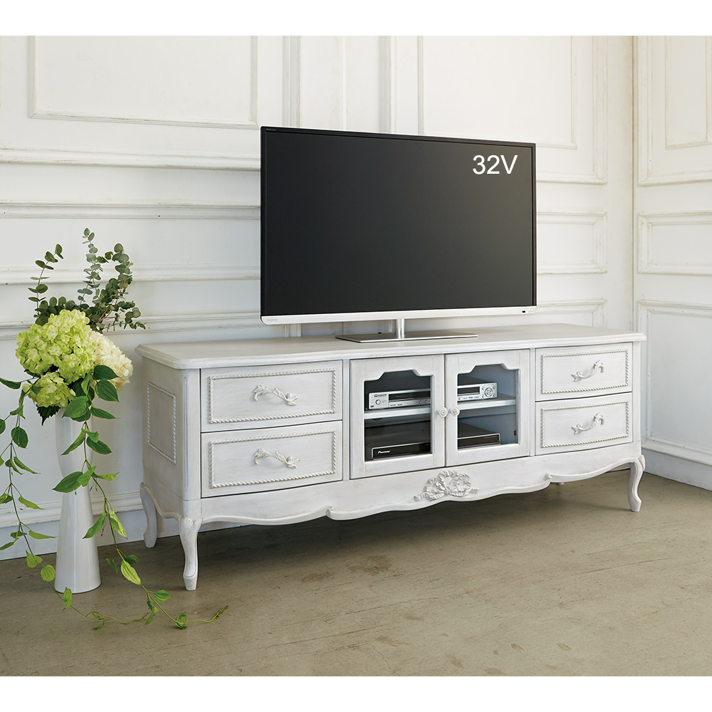 シャビーシック ホワイト フレンチ収納家具シリーズ テレビ台 幅150cm