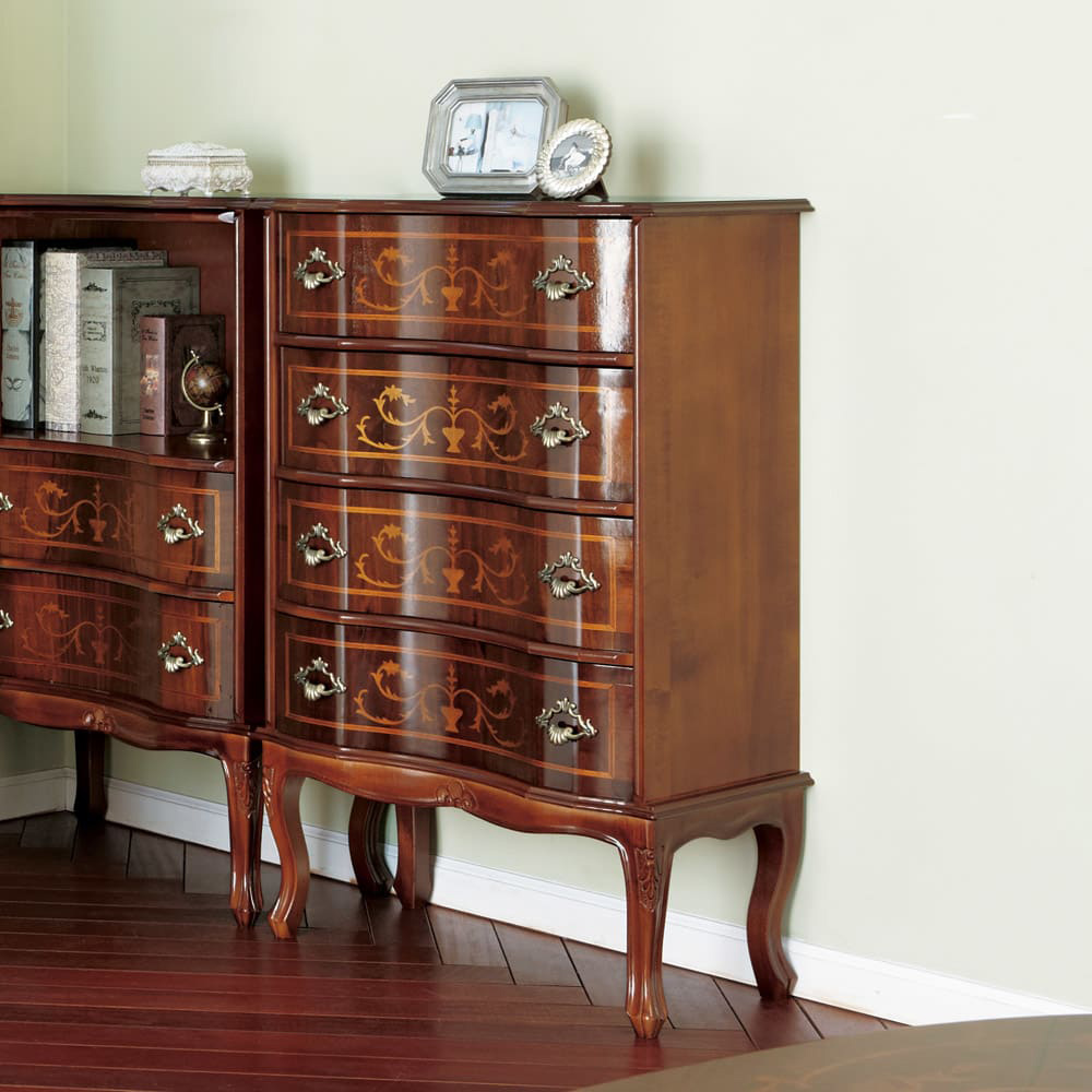 アンティーク調 3段チェスト 象嵌細工 ヨーロピアン 猫脚 コンソールチェスト アンティーク調 3段チェスト 象嵌細工 ヨーロピアン 猫脚