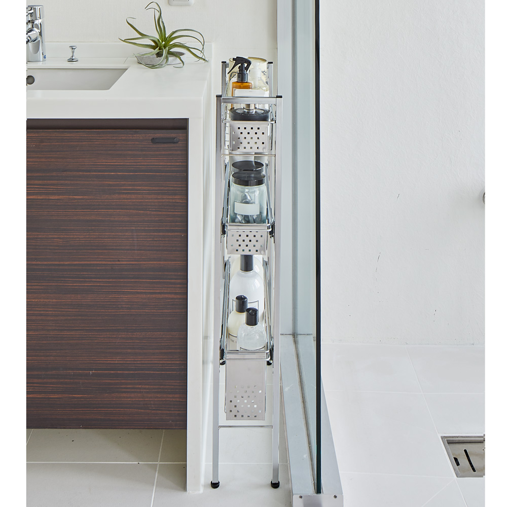 ステンレス洗濯機サイドラック 3段 幅14.5cm高さ80.5cm 通販 - ディノス