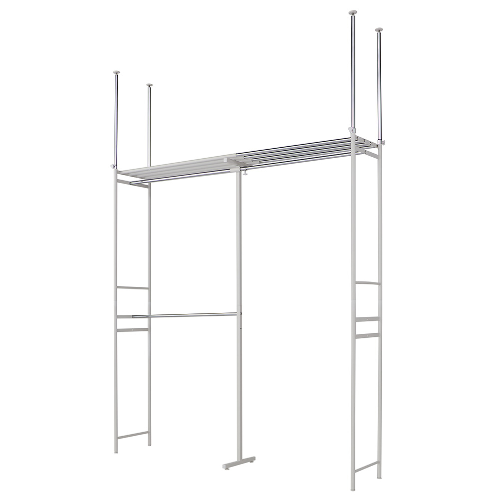 ウォークイン突っ張りハンガー ハイタイプ（高さ218cm-280cm）・幅111cm-200cm ハンガーラック パイプハンガー 衣類収納 LM3980