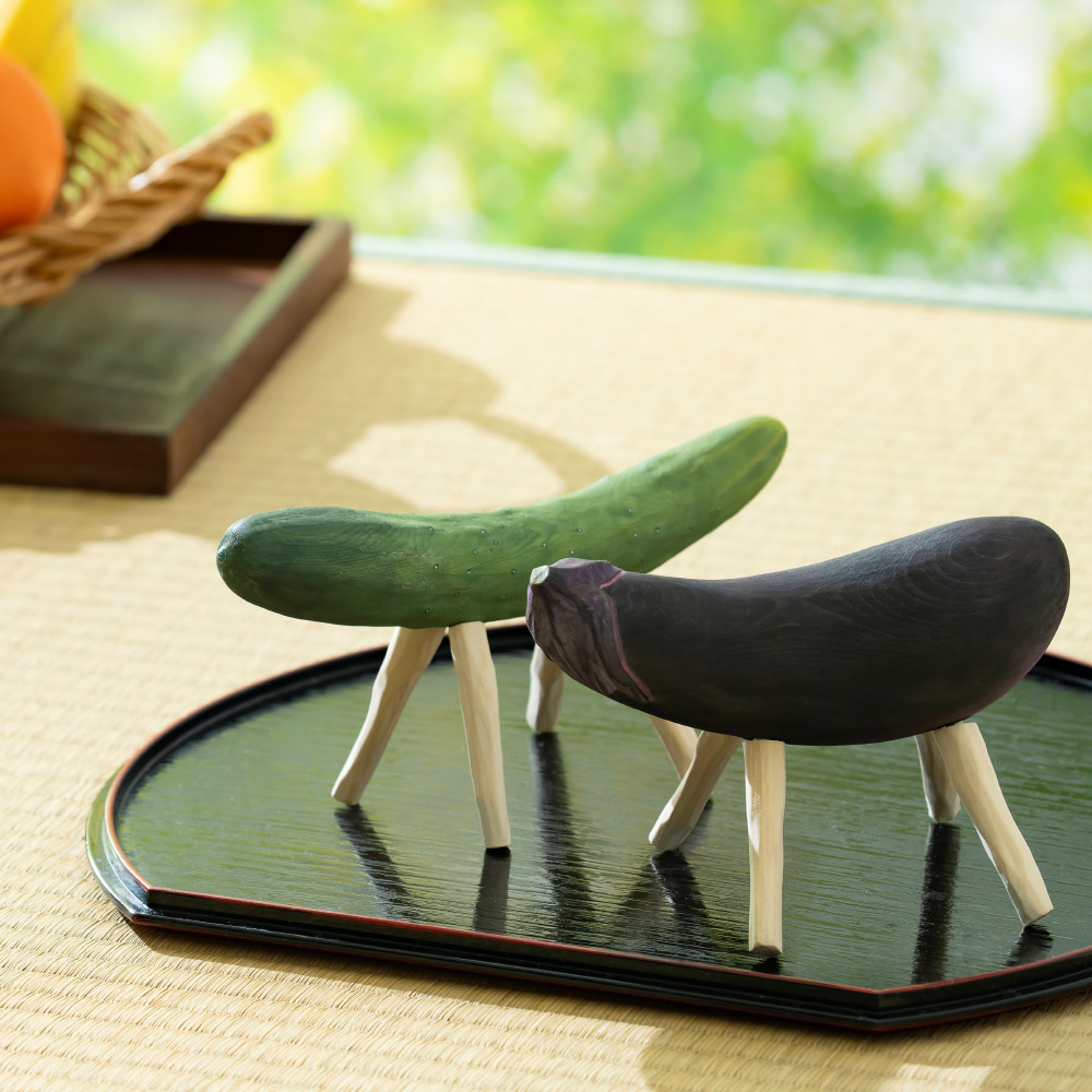 木彫り精霊馬 年中行事用品 季節商品 LX0119