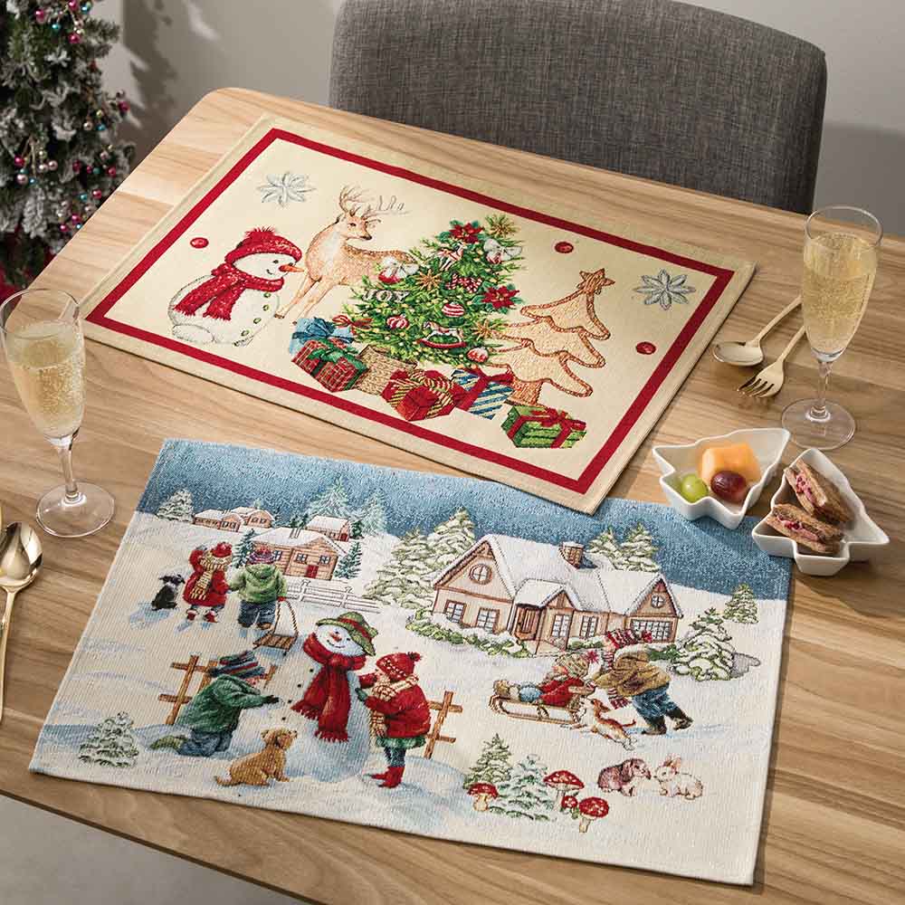 emme〉クリスマスファブリックテーブルマット 柄が選べる2枚組 通販