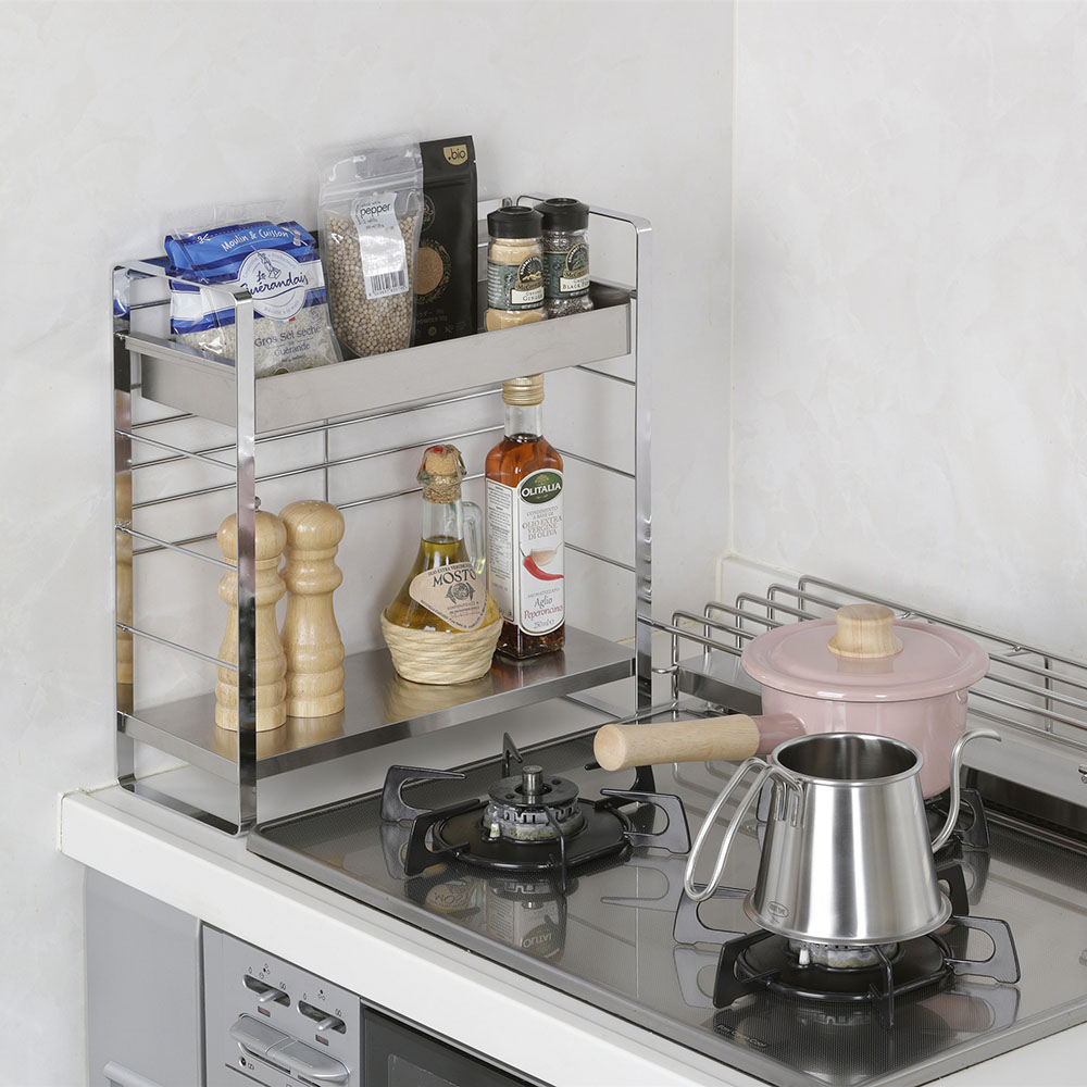 幅が選べるステンレス棚スパイスラック（上段ボックスタイプ） 通販