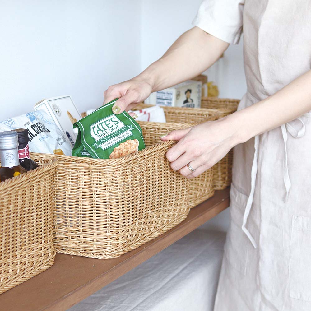 ≪Lハイ≫ 洗える手編みのバスケット キッチン用品収納 LX7571
