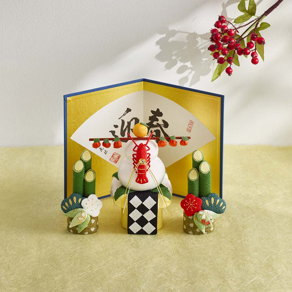 ＜龍虎堂＞ちりめん迎春鏡餅 正月飾り 年中行事用品 季節商品 LX9013