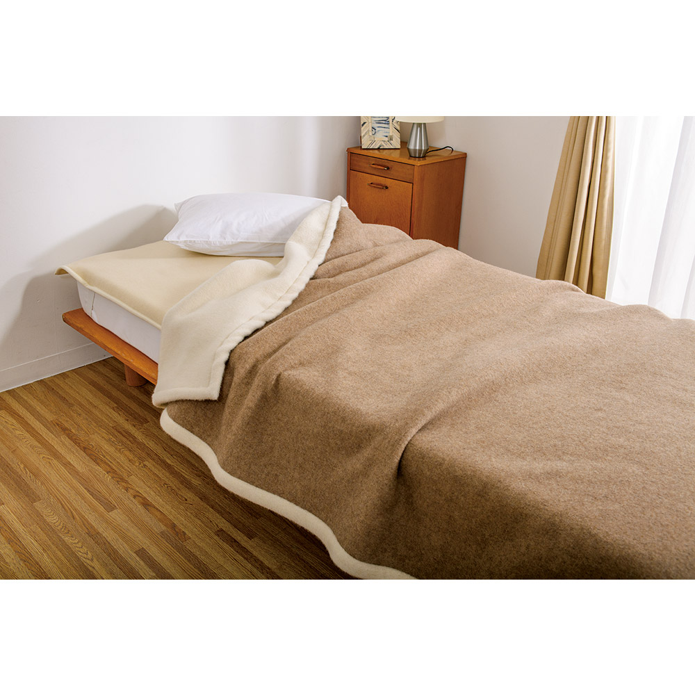 洗える無染色カシミヤ毛布（毛羽部）ホワイトカシミヤ使用 お得な掛け敷きセット シングル 毛布 LX4210