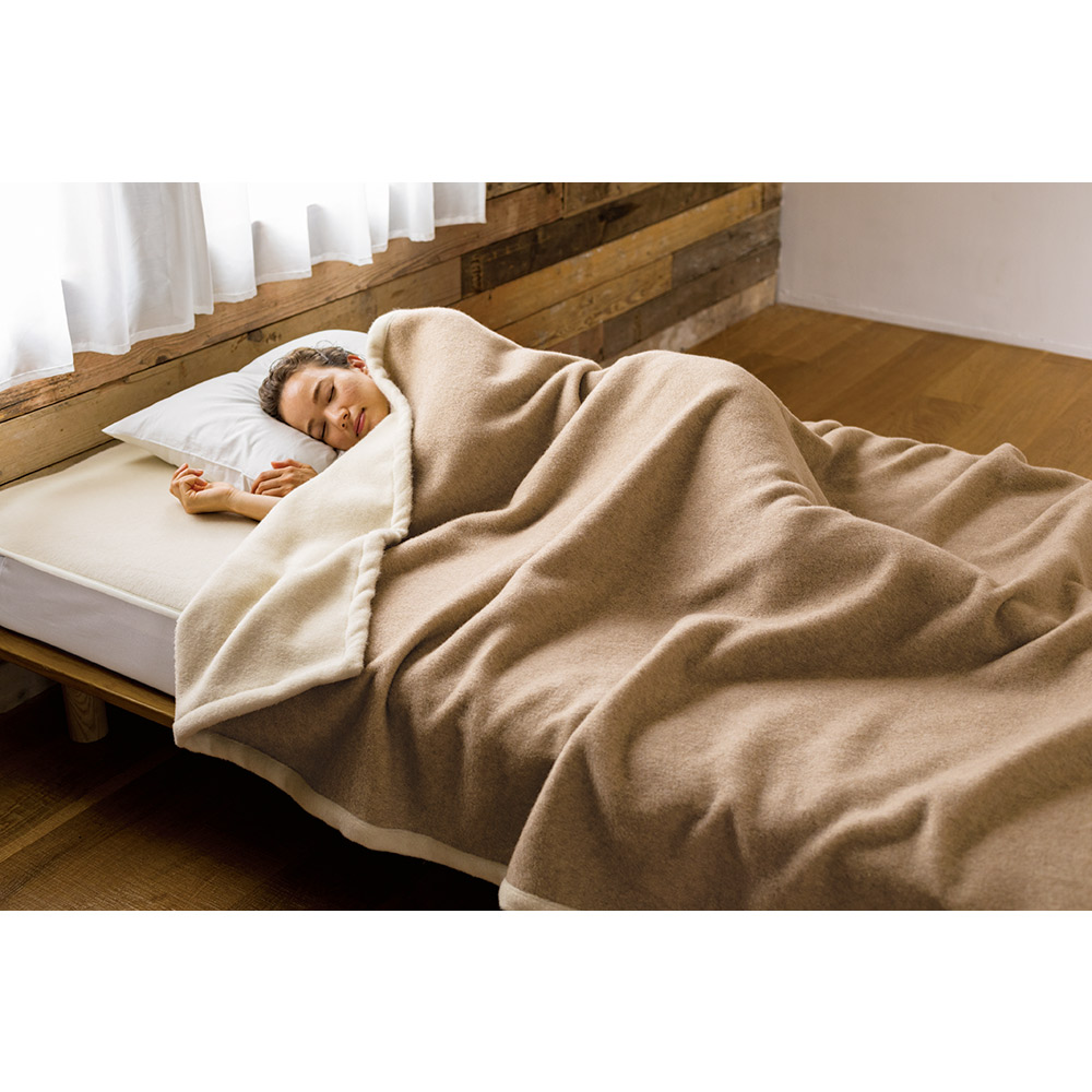 ≪ダブル≫ 洗える無染色ホワイトカシミヤ使用掛け毛布 掛け毛布 ブランケット 毛布 LX4208