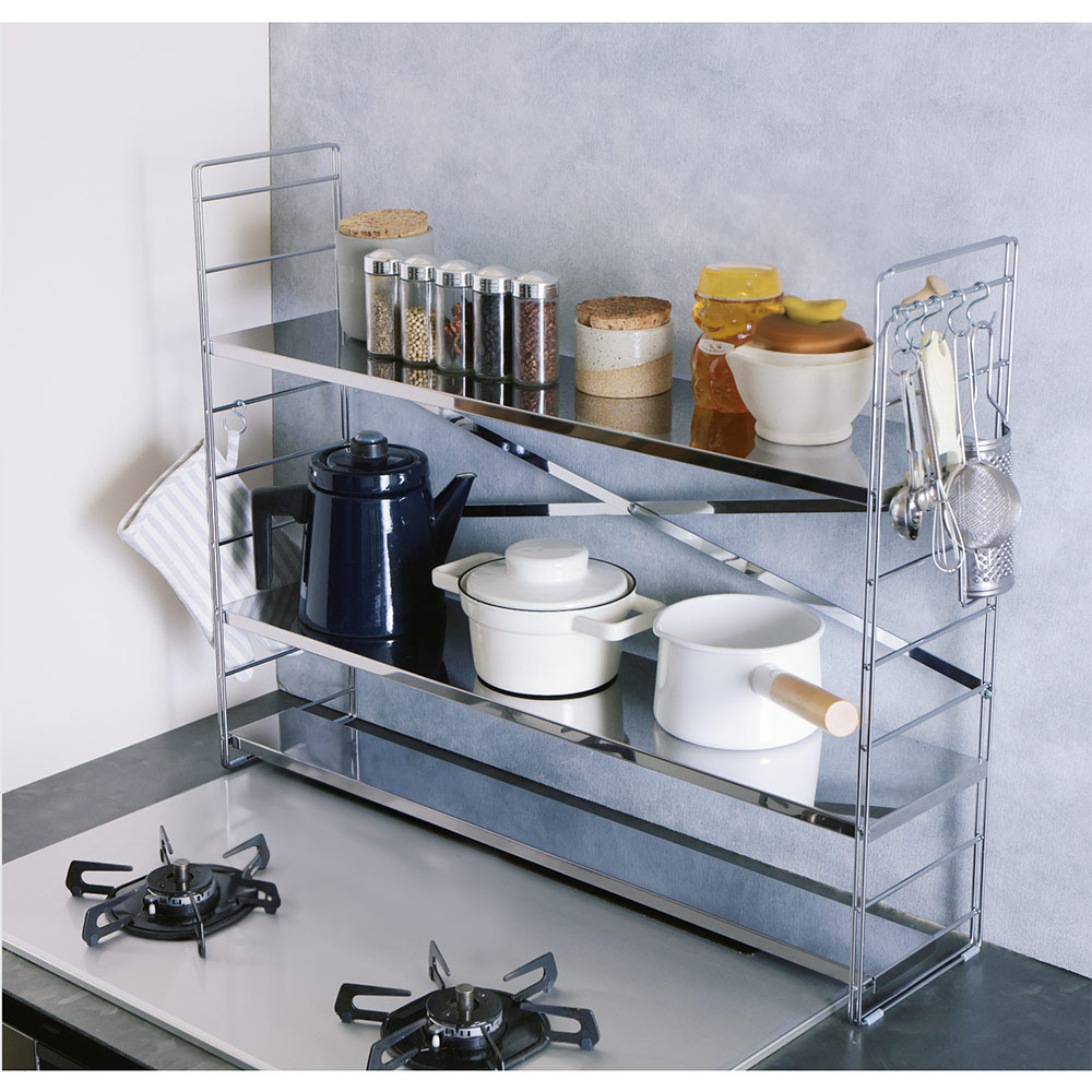 排気口カバー付きコンロ奥ラック 幅80cm 棚2段 通販 - ディノス