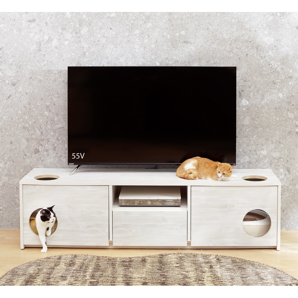 猫トイレを目隠しできる ネコのくつろぎスペース付きテレビ台 幅180cm 通販 ディノス
