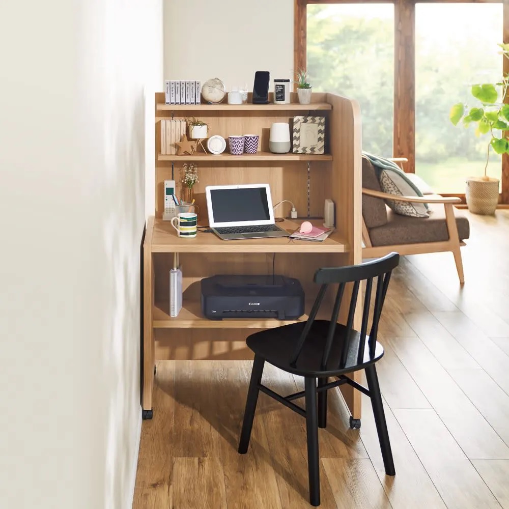 ☆伸縮フリーラック - デスク下スペース最適化収納棚、移動ラク