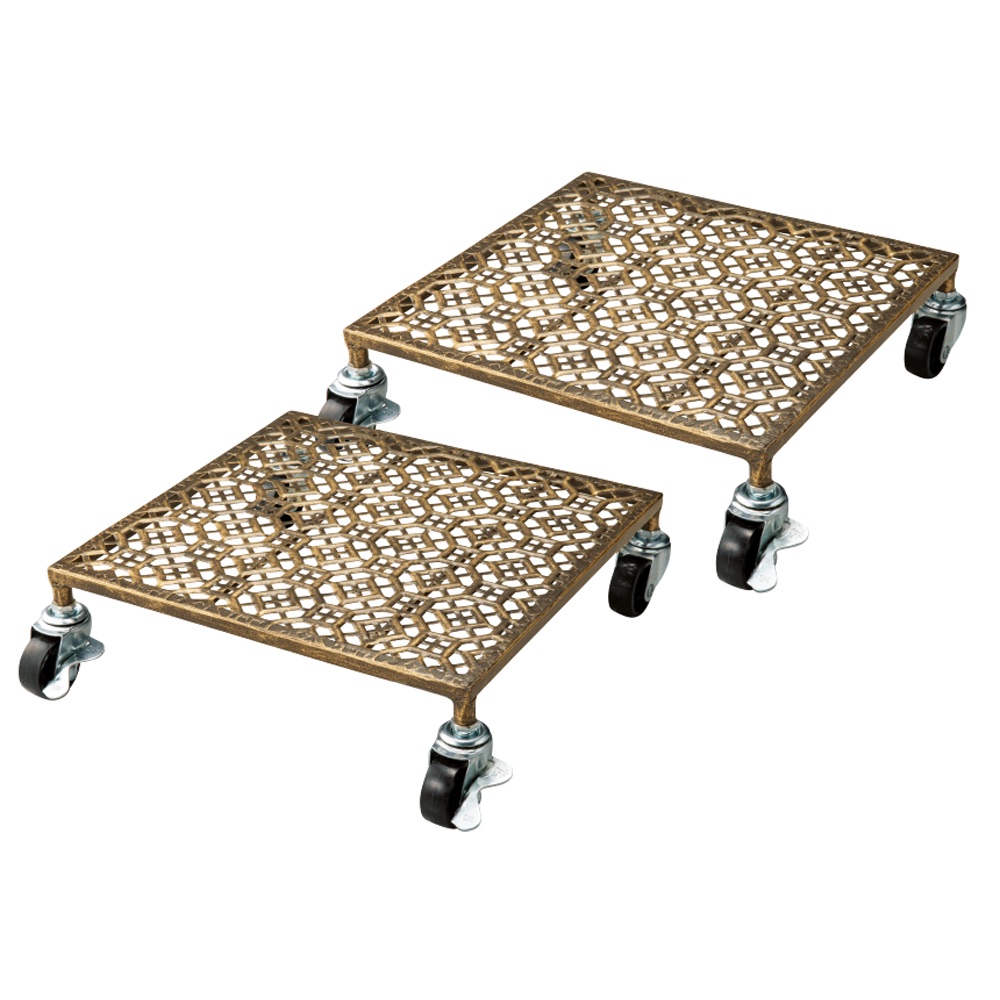 エレガントキャスター付き鉢台・角2個組 フラワースタンド プランタースタンド 花台 ECB494