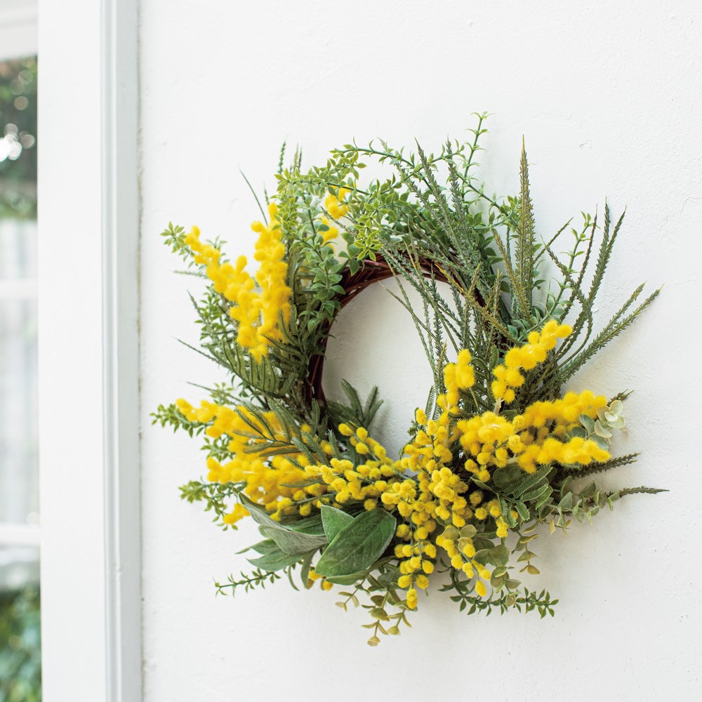 you☘️ミモザリース30cm☘️リピ割あり インテリアグリーンのリース ミモザ 通販 - ディノス