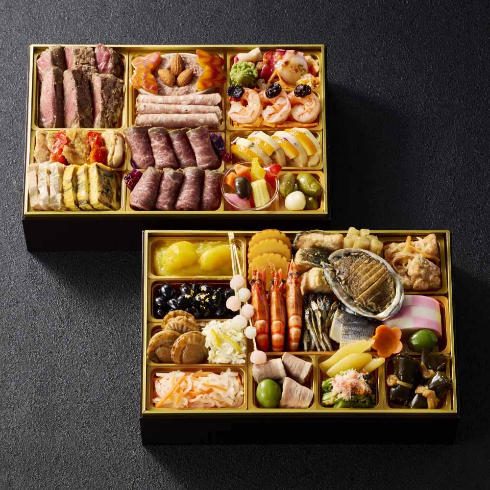 「銀座ポルトファーロ」×「銀座花蝶」 特製和洋おせち二段重 （3人前） おせち お惣菜 NH2242