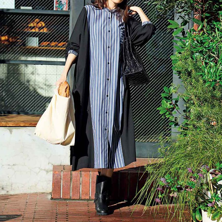 sacai ニット コンビ シャツ ワンピース プリーツ スカート ドレス