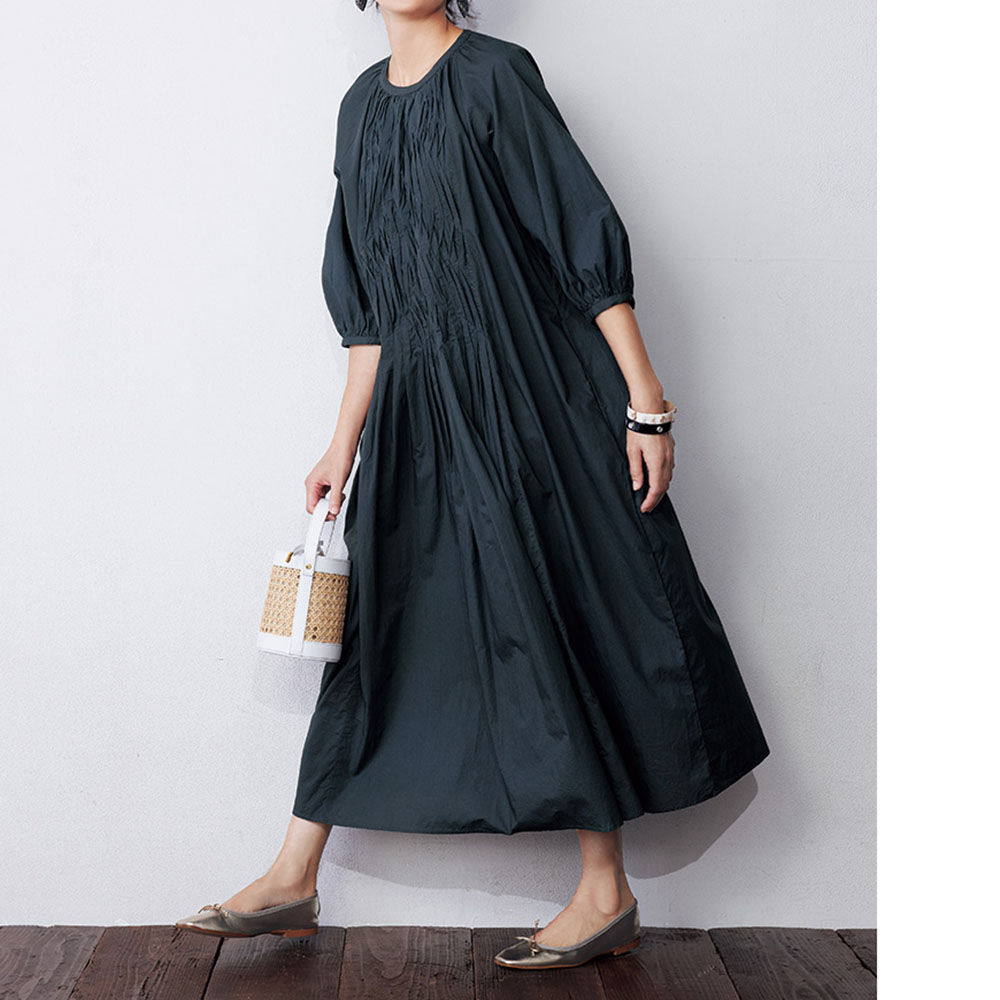 ダーマコレクション ハンドタックロングワンピース 24SS インド製 PC4694c1.jpg