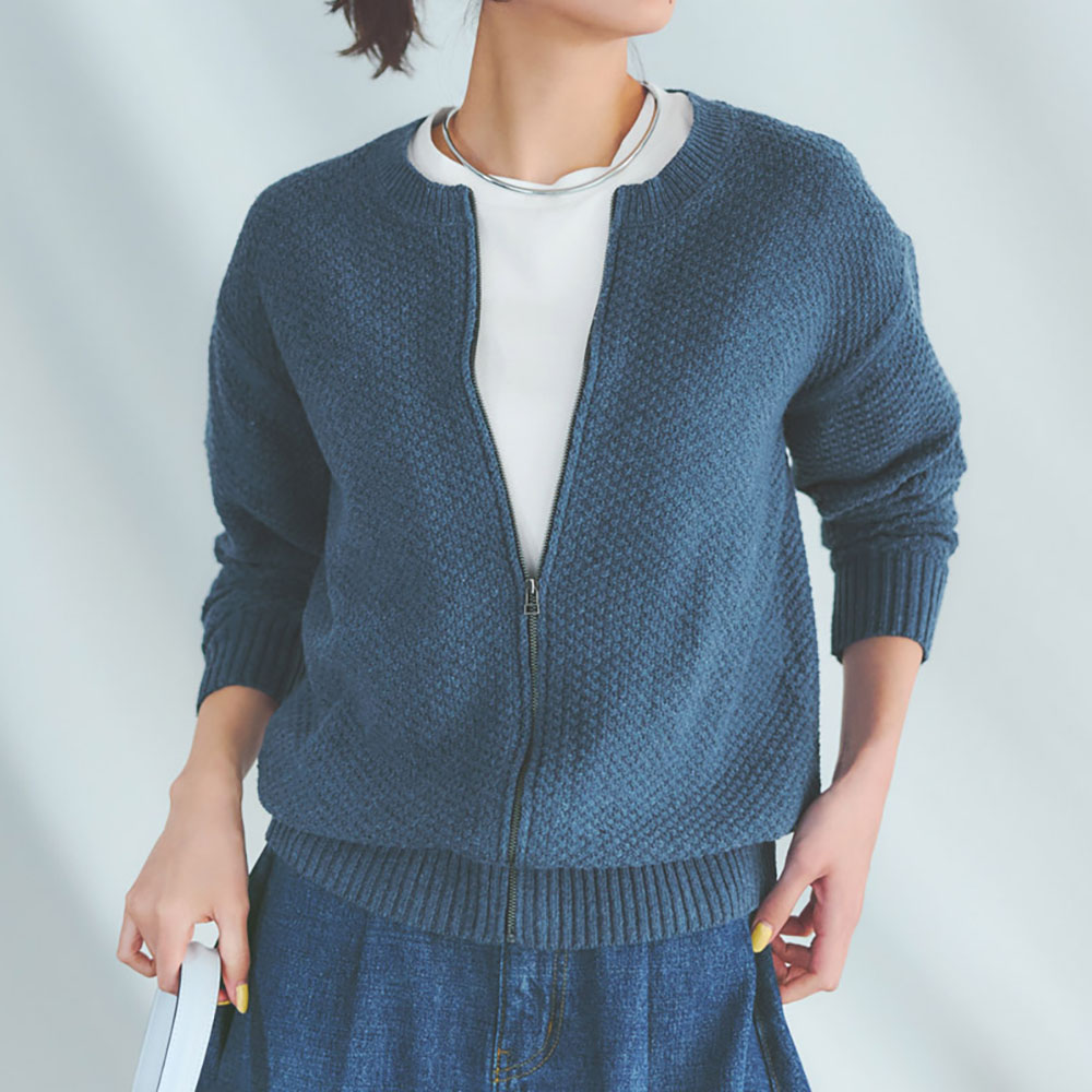 DAMA collection 鹿の子ニット ブルゾン XL ツイード