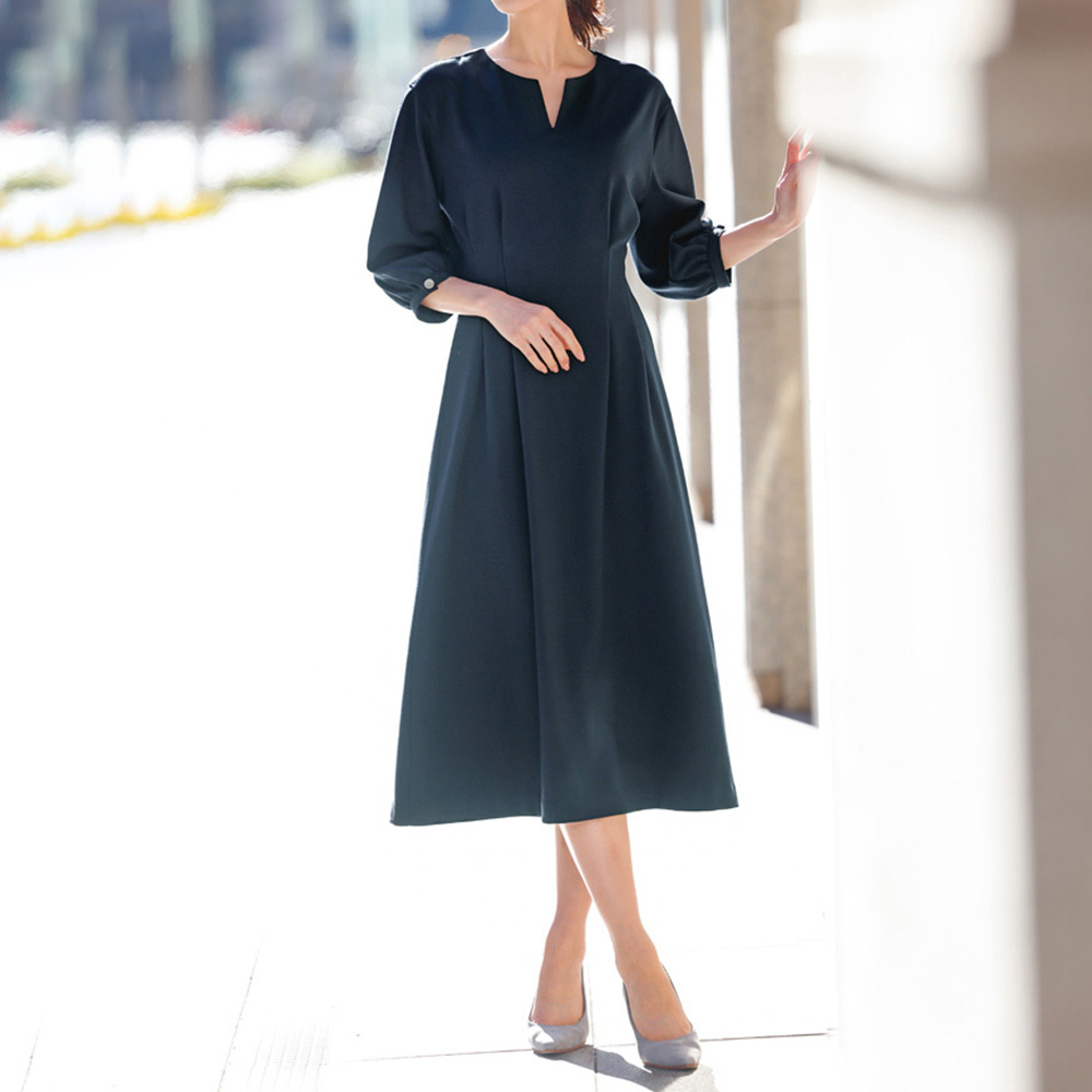 新品】23区 洗えるジャージウエストタックワンピース フォーマル