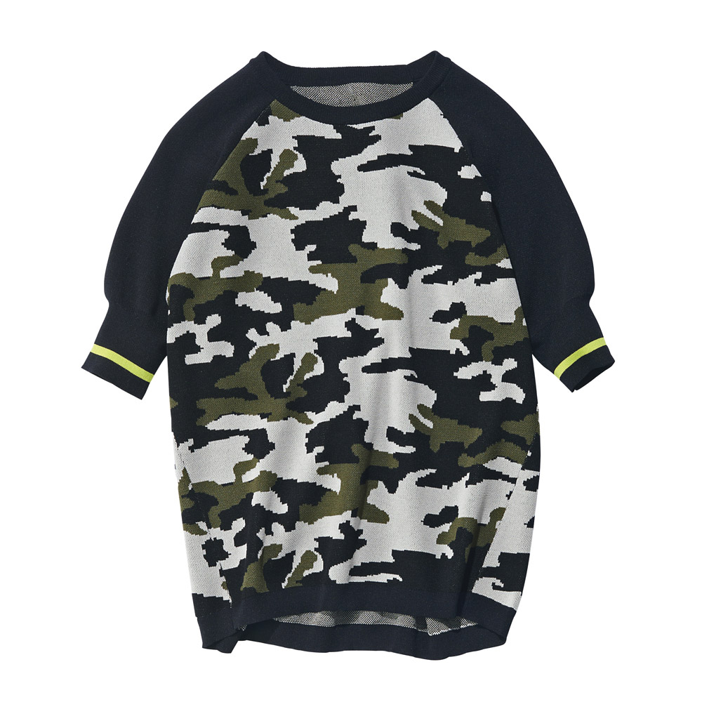 迷彩柄ジャカードニットプルオーバー ニット セーター ファッション PC5443