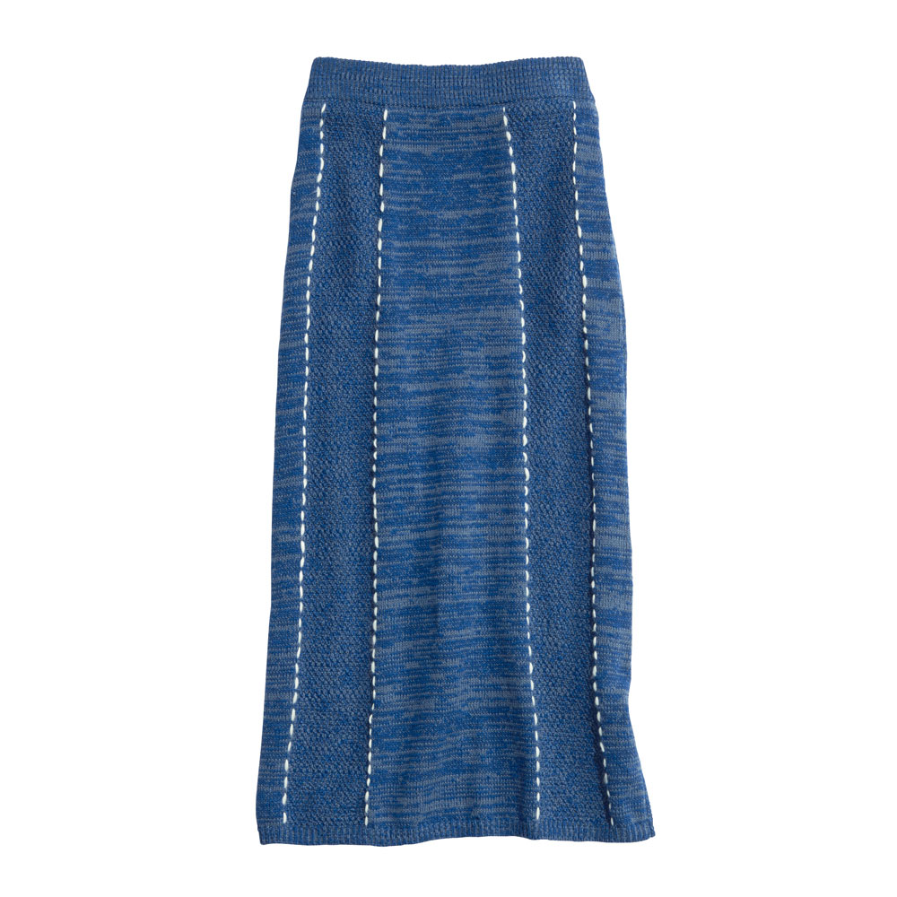 ハンドステッチ使い デニム風ニットシリーズ ロングスカート スカート ファッション PC5448