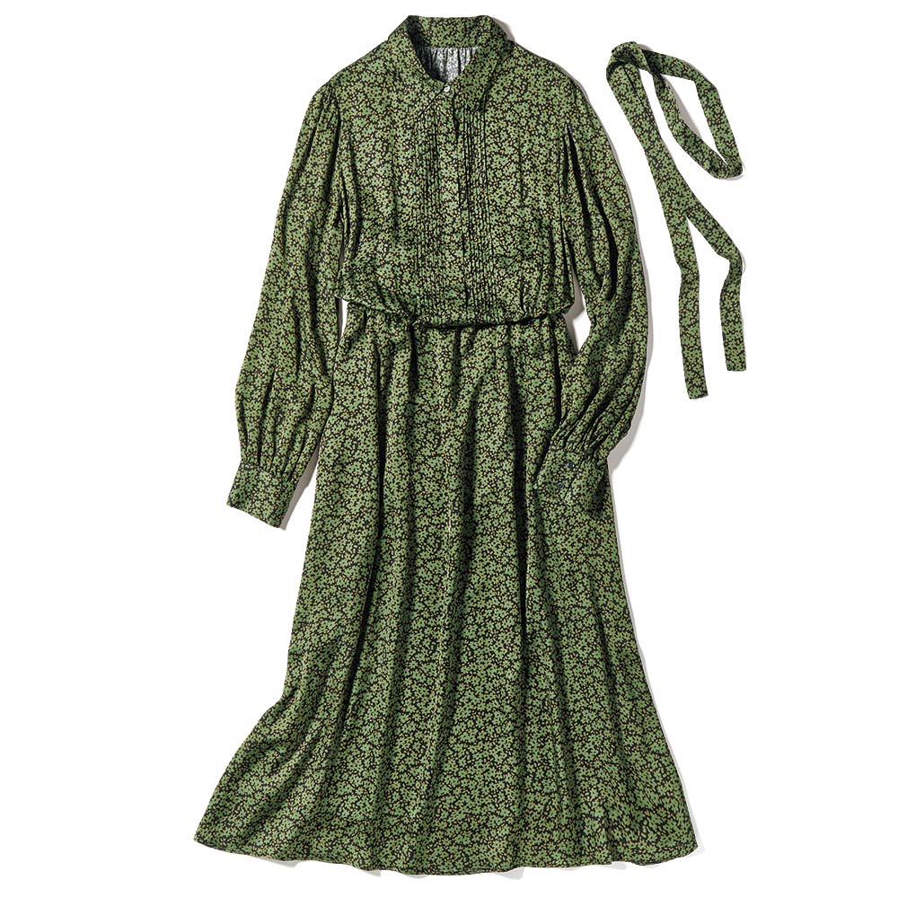 イタリア素材 花柄ボウタイワンピース ワンピース ファッション PC5462