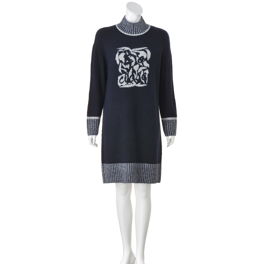ロゴジャカードニット ハイネック ワンピース ディノスANAmall店