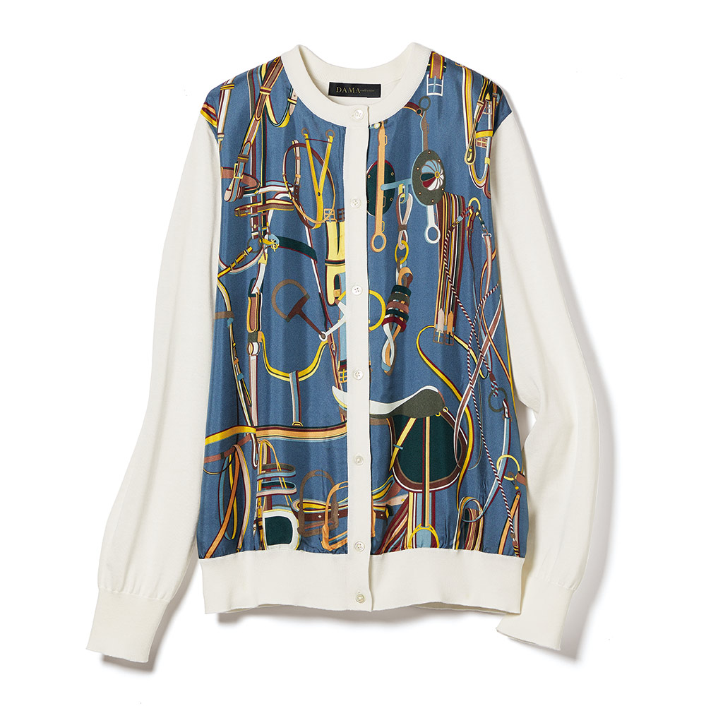 ラッティ社 シルクプリント＆シルクコットンニット カーディガン カーディガン ボレロ ファッション PC5525