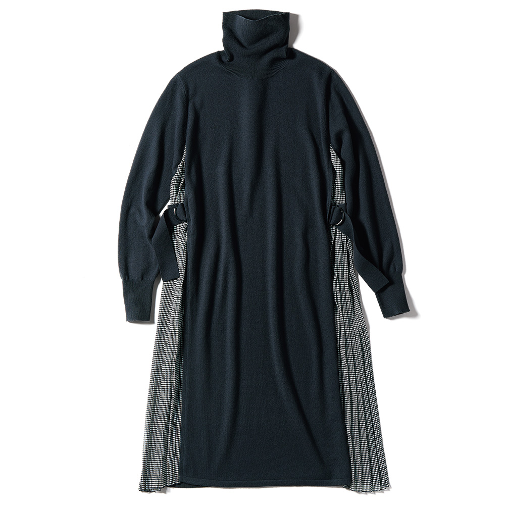 プリーツドッキング チュニックワンピース チュニック ファッション PC5550