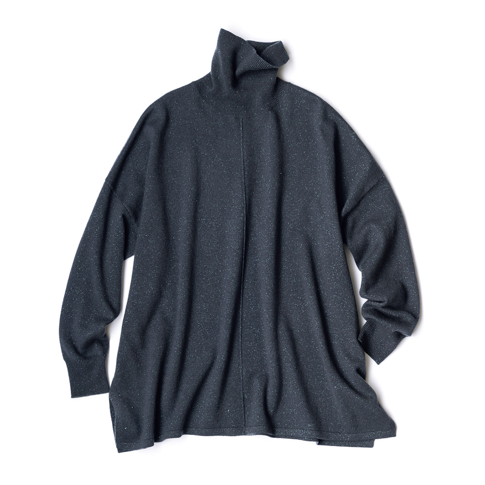 スクエアフォルム ラメ入りウール混 ニットチュニック チュニック ファッション PC5565