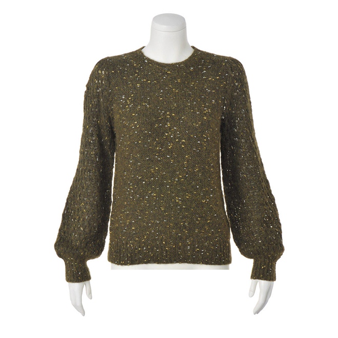 イタリア糸 ラメ ノット デザイン プルオーバー ニット セーター ファッション PC5566