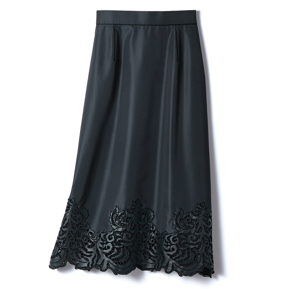 レザー調レース使い タフタ素材 スカート スカート ファッション PC5567