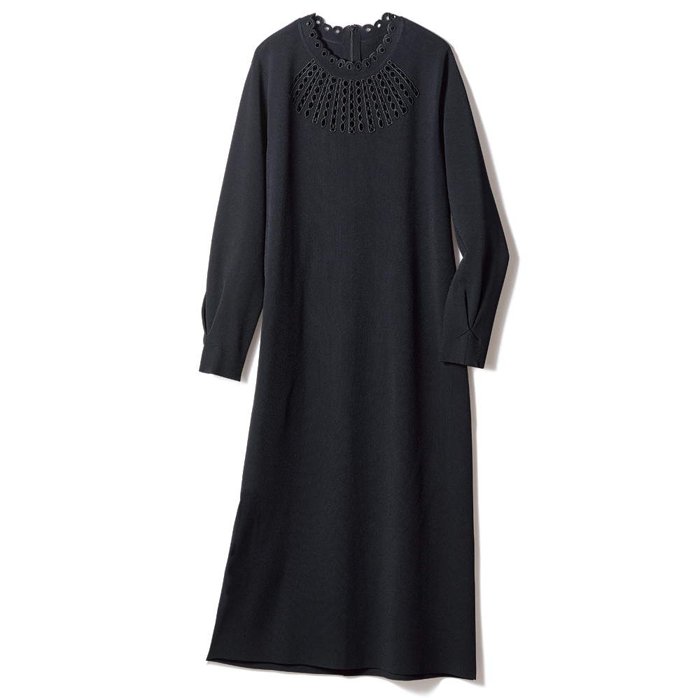 カットワーク刺しゅう ニットワンピース ワンピース ファッション PC5568