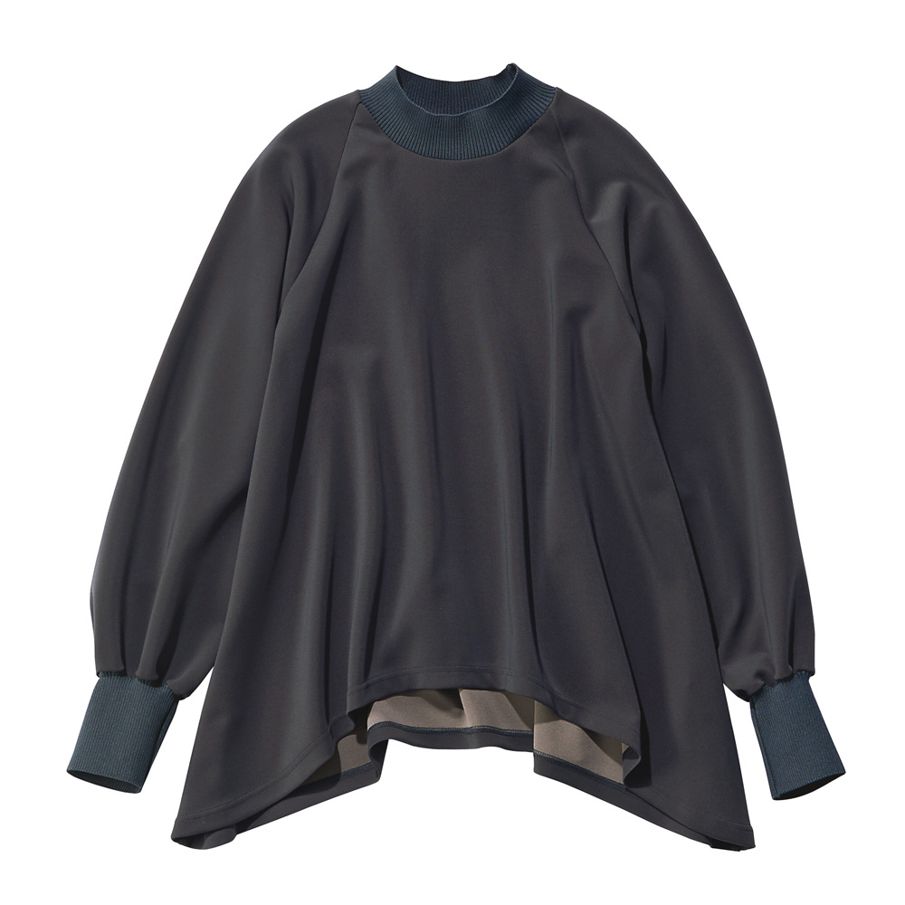 リブ使い ダンボールニット フレアヘム プルオーバー ニット セーター ファッション PC5624