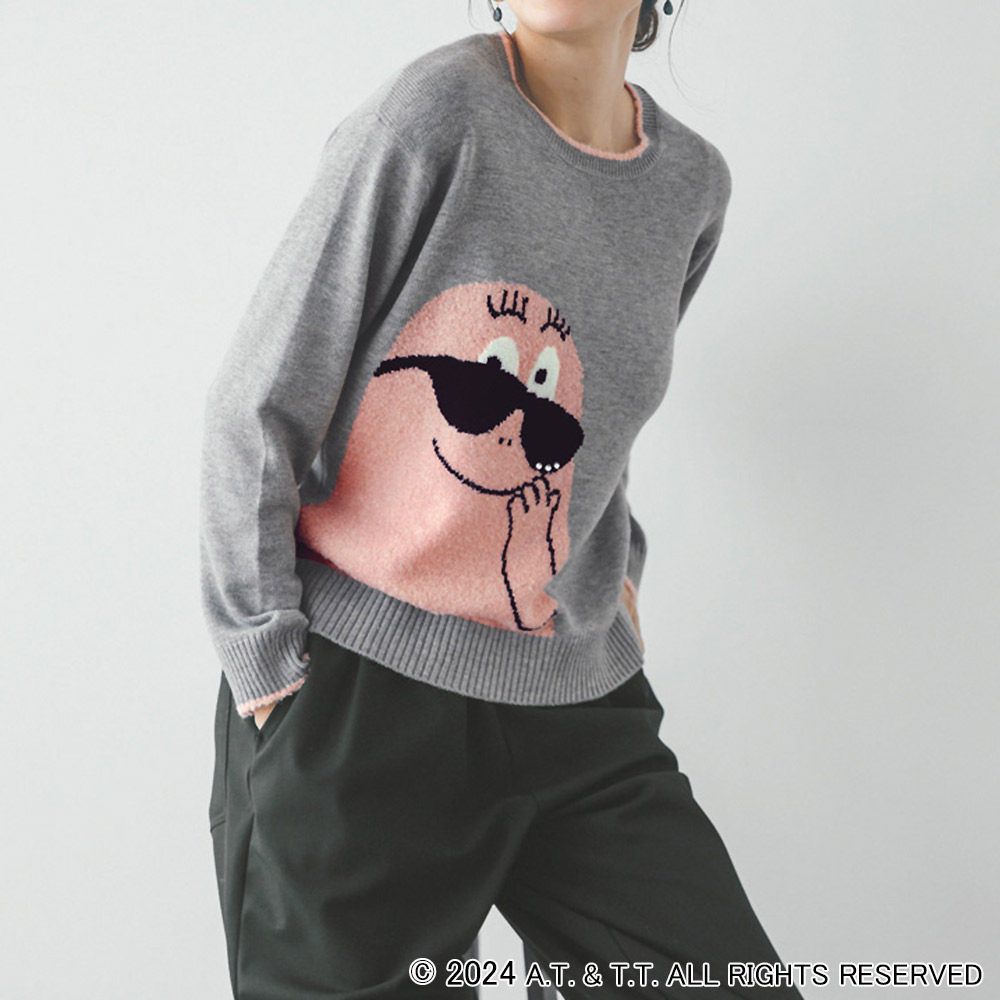 バーバパパ インターシャニット プルオーバー ニット セーター ファッション PC5481